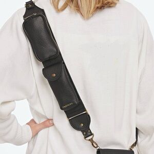 Black leather utility bandolier-styler strap (STRAP ONLY)
